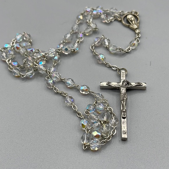 Vintage Jewelry - Vintage Aurora Borealis bead rosary
